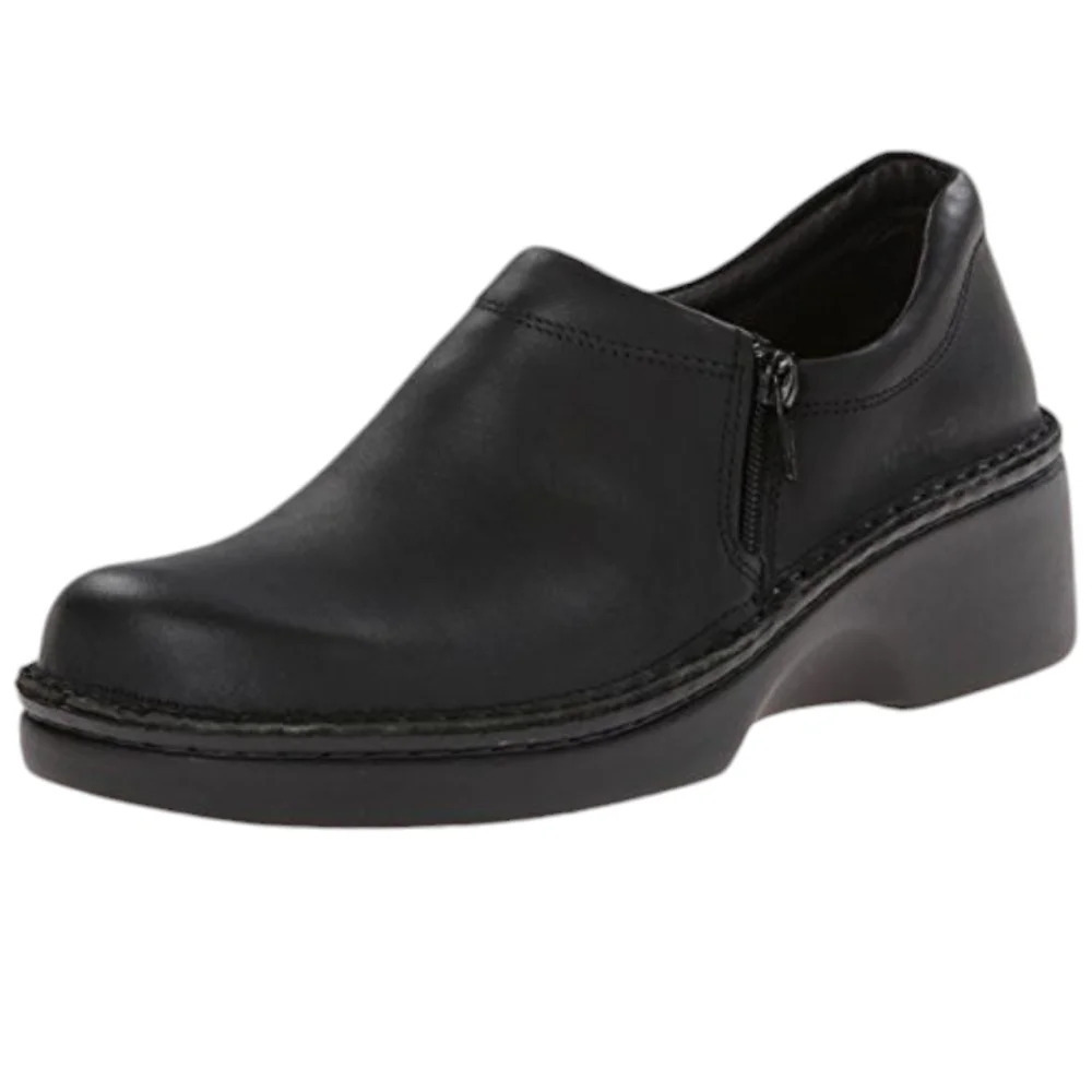Naot Black Leather Zip Clog Mule